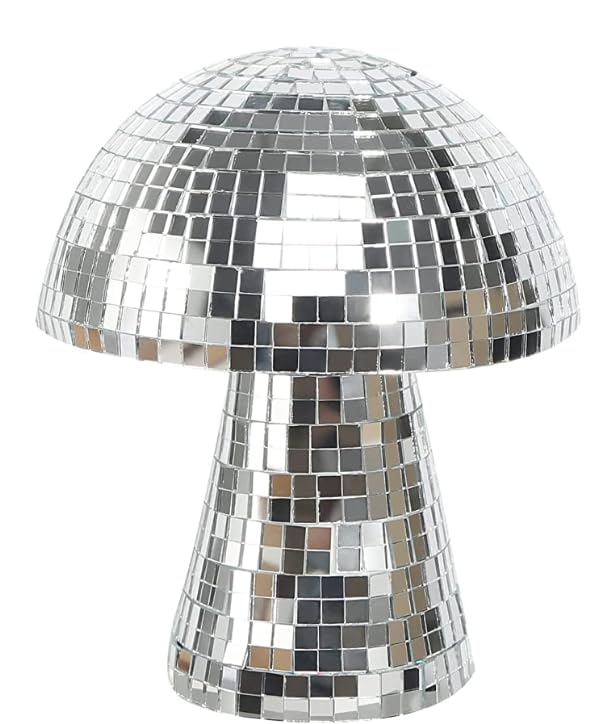 Disco Ball Mushroom Byffoer Moss + Glass Glitter Silver Decorative Table Stand