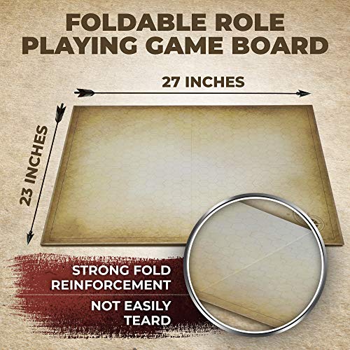 EVERGAME Reusable DND Mat for Usage with Dungeons and Dragons Board Game, DND Miniatures, Starter Kits, dm Screen, Gaming mats, Battle mat - Markers, Eraser, & Dice Set Included