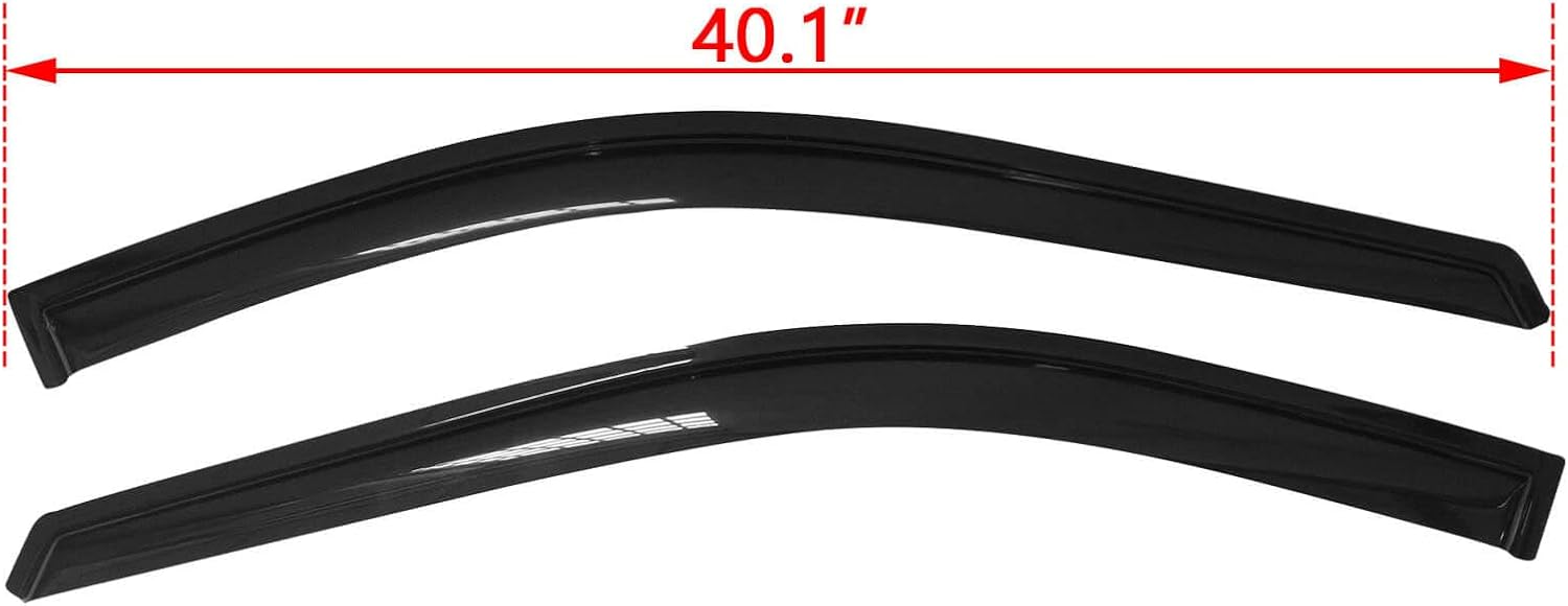IKON MOTORSPORTS Tape On External Window Visor, Compatible with 1996-2007 Chrysler Dodge Caravan Voyager, Slim Style Dark Smoke Tint Acrylic Shade Rain Sun Guard Wind Vent Deflector