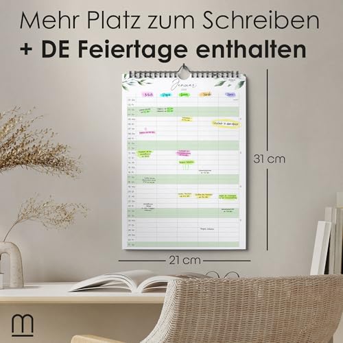 Planificador Familiar 2026 - Calendario Familiar y Calendario de Pared 2026 para el Hogar, la Oficina y la Familia - Calendario Anual 2026 - hasta Diciembre de 2026 - Calendario Práctico para Pared