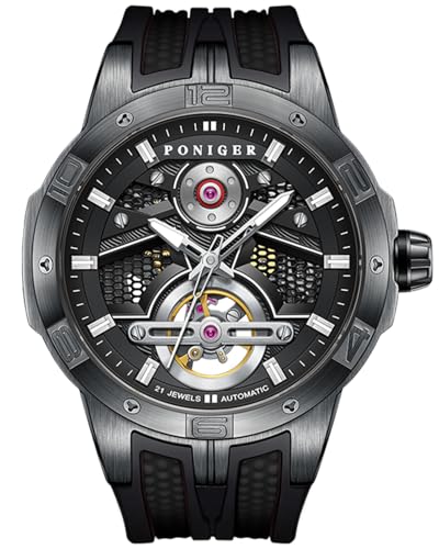 LOBINNI Men's Watch Stainless Steel Mechanical Automatic Skeleton Luxury Watches