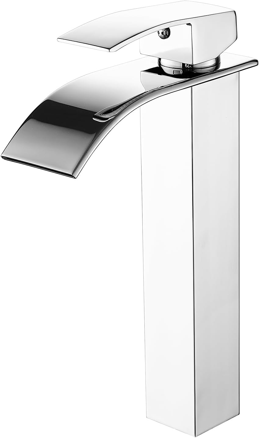 Chrome Vessel Sink Faucet Bathroom Faucets Tall Waterfall Bathroom Bowl Sink Faucet Rv Lavatory Faucet with Supply Hose