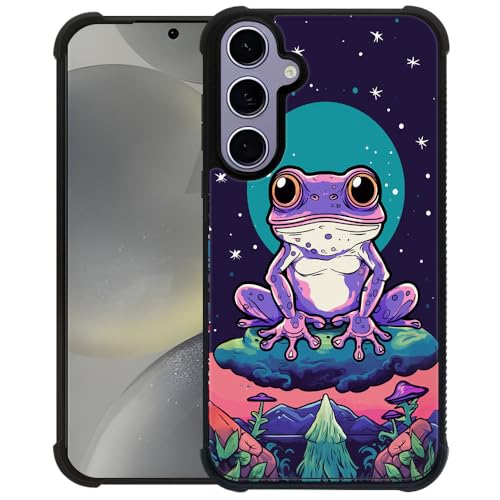 yicomon Compatible with Samsung Galaxy S24 Case，Frog Moon Mushroom Pattern Print Phone Case Durable Fashion Funny Liquid Silicone Case Soft Anti-Scratch Shockproof Protective Cover