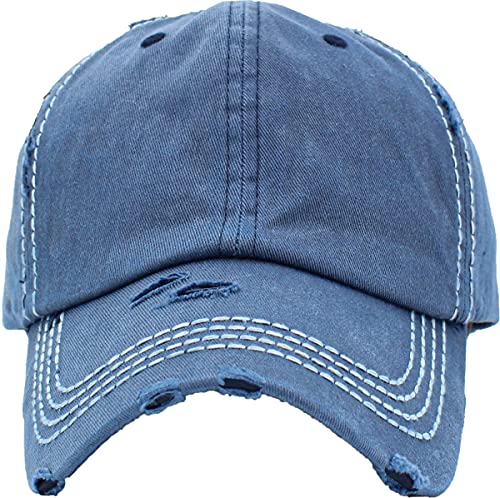 Image of KBETHOS Vintage Washed Distressed Cotton Dad Hat Baseball Cap Adjustable Polo Trucker Unisex Style Headwear