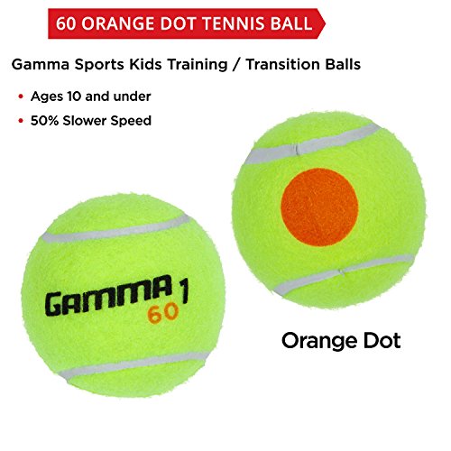 Gamma Sports Kids Training (Transition) Balls, Yellow/Orange Dot, 60 Orange Dot, 60-Pack - Thumbnail 3