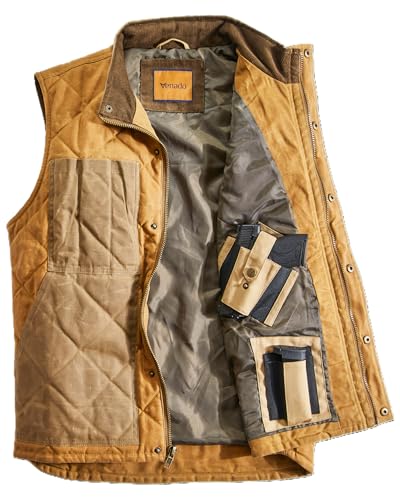 Men's Waxed Canvas Carry Vest - Interior Pockets for All Sized Handgun