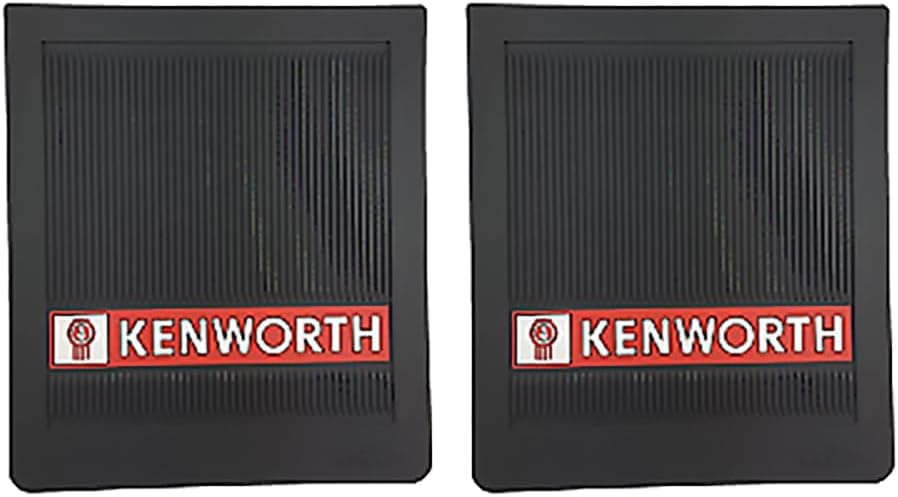 Image of Kenworth Trucks MF-0003K 16 inch x 14 inch OEM Ribbed Front Fender 1 /4 inch Thick Black Mud Flaps-Set of 2