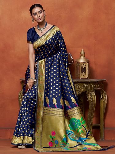 Image of EthnicJunction Women's Silk Blend Woven Paithani saree With Blouse Piece | Wedding Saree | Heavy Saree