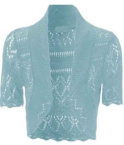 Bolero crochet de punto chaqueta corta tallas grandes mujer azul