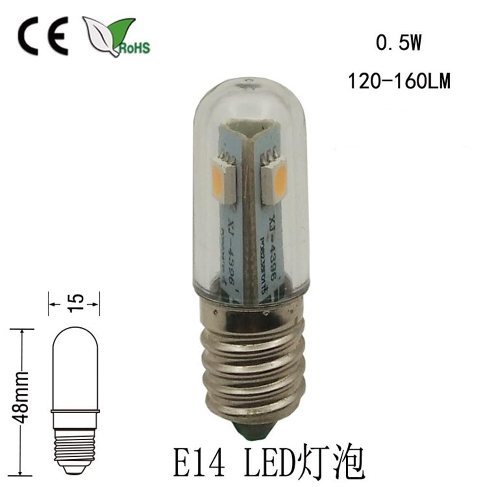 HHF Illuminazione domestica, Confezione da 50, lampadine a LED for frigorifero, luci a pollice, AC220V T15 E14, 0,5 W, luce notturna decorativa(2700K warm white)