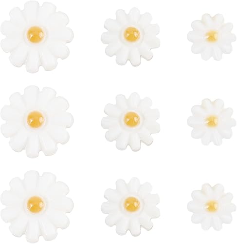 Miniatura 1 de BENECREAT 18 cuentas de margarita de agua dulce natural de 3 tamaños, cuentas espaciadoras de flores, cuentas sueltas surtidas para manualidades,