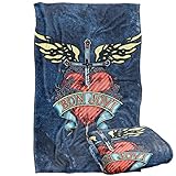 Trevco Bon Jovi Weathered Denim Silky Touch Super Soft Throw Blanket 36' x 58'