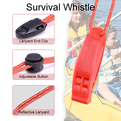 4 Pack Emergency Whistles, Loud Shrill Safety Whistle With Reflective Lanyard For Outdoor Climbing Hiking Camping Fishing Boat Kayak Life Vest Jacket Boating Water Survival Rescue Signaling (Orange) #TOP3