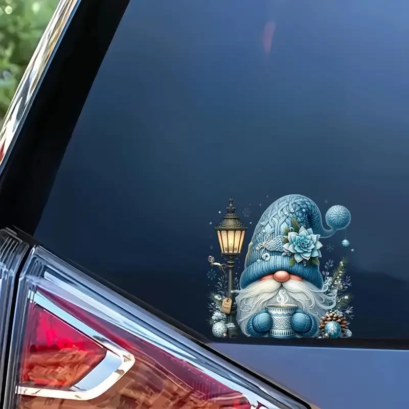 Winter Gnome Lamp Snowflake PVC Vinyl Car Decals Stickers Waterproof Self-Adhesive Decals for Cars, Laptops, Trucks, Motorcycles Wall Window Luggage Scratch Cover Door Decor Sticker - Image 7