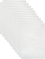 Plastic 3 Ring Binder Pockets Clear Pouches for 5.5’’ x 8.5’’ Paper Folder Organizer Hook Loop Closure 10 Pack