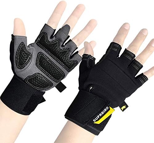 SUPRBIRD Ventilated Weight Lifting Gloves, Workout Gloves with Extra Wrist Wraps Support, Gym Gloves, Exercise Gloves for Powerlifting, Fitness, Cross Training for Men Women