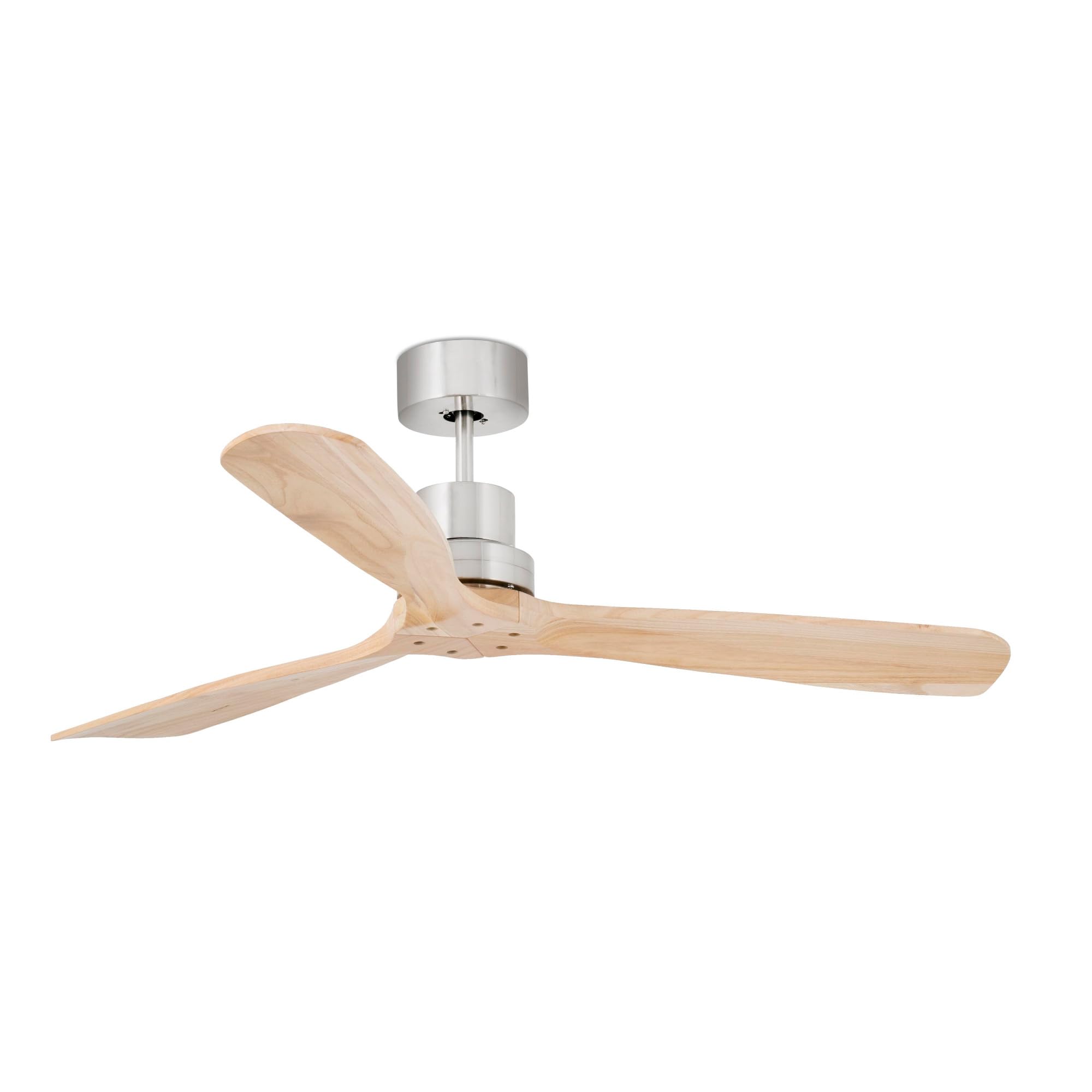 Faro Lantau Grande nichel opaco, ventilatore da soffitto in pino con motore DC, 6 velocità