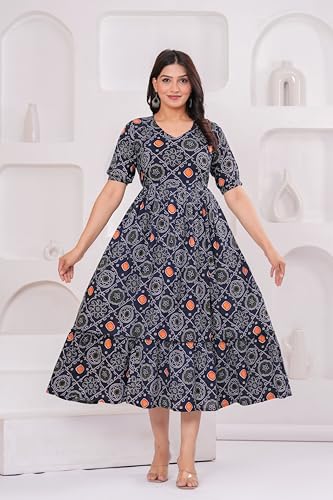 Image of Stylish Women's Pure Cotton All Over Printed Kurti Gown, Maternity Dress, and Feeding Dress - Comfortable and Elegant Maternity Wear for Women