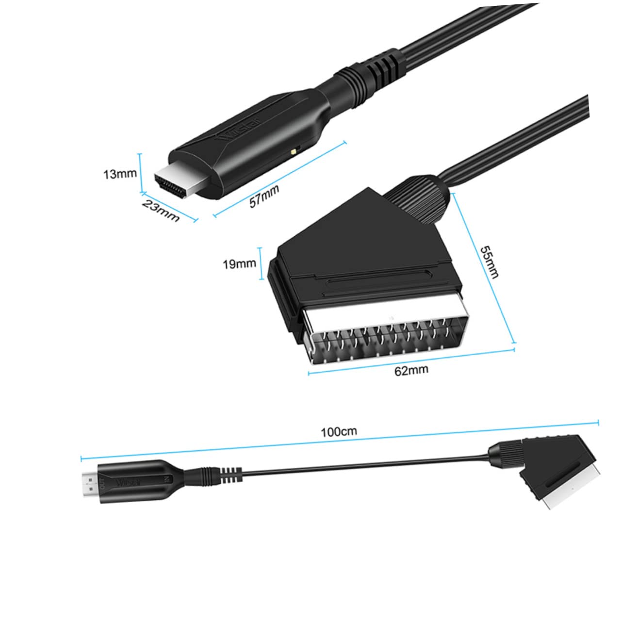 NUOBESTY 3 Piezas Convertidor Scart Adaptador de Audio y Video Soporte para Vga y DVD Instalación