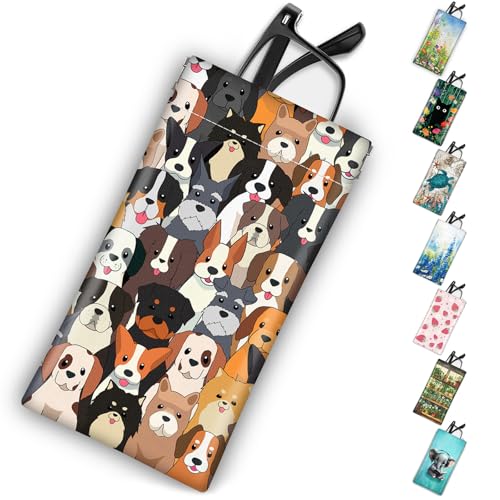 Mcapirivo Soft Sunglasses Eyeglass Glasses Case,7X3.5inches, Portable Pu Leather Squeeze Top Sunglasses Holder Bag Pouch for Women Men Dogs