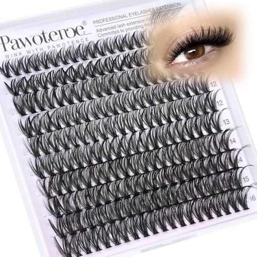 Image of Pawotence Lash Clusters 200pcs Individual Lashes 40D Cluster Eyelash Extensions 9-16mm Eyelash Clusters Lash Extensions for Self Application (40D, 0.07D, 9-16mm)