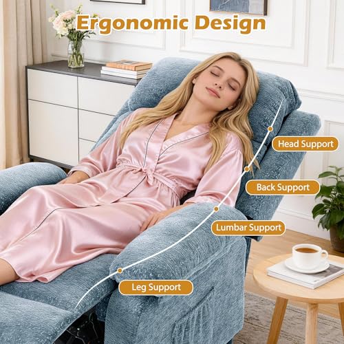 Image of Korser Recliner Chair, Living Room Chairs for Adults, Padded Deep Seat Reading Chair with Side Pockets, Small Recliners for Small Spaces, Lounge Chair for Living Room, Bedroom, and RV (Chenille)