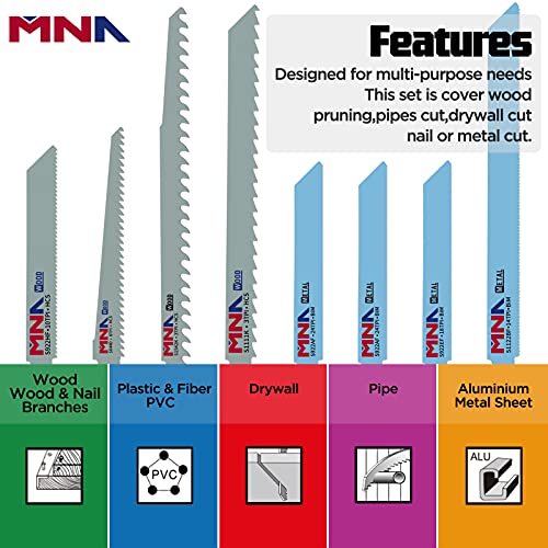 Mna Reciprocating Saw Blade Set 42 Piece, Wood & Metal Cutting, Pruner Sawzall Blade, Household Value Saw Blade Pack With Pouch #TOP2