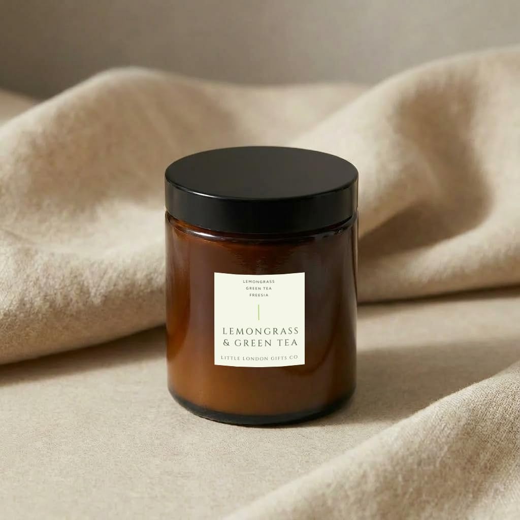 Luxury Soy Candle Gift - Lemongrass & Green Tea, Highly Scented Candles, Perfect for Mother's Day (Lemongrass & Green Tea) 140g