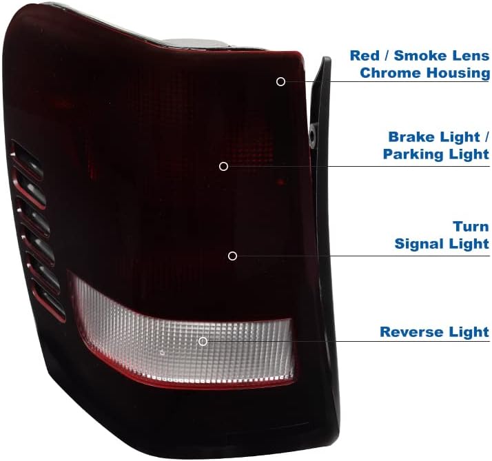 Tail Brake Lights Rear Lamps Red/Smoke Compatible with 1999-2004 Jeep Grand Cherokee