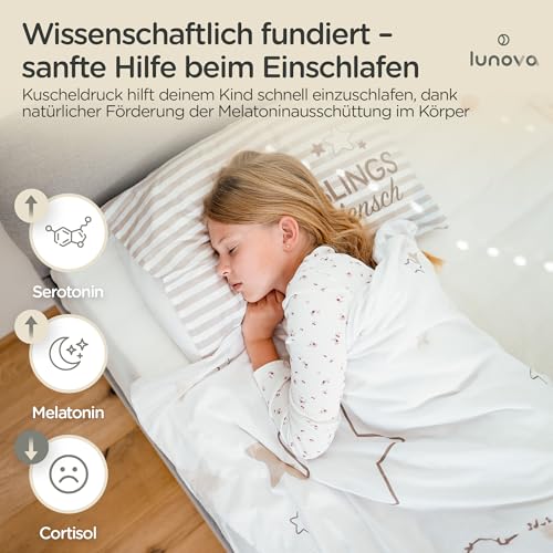 LUNOVA Gewichtsdecke Kinder 2kg (90x120cm) | beruhigende schwere Decke für ruhigen Schlaf & Geborgenheit | Oeko-TEX Baumwolle, waschbar, ideal für 15-25kg Körpergewicht | Weighted Blanket Kids