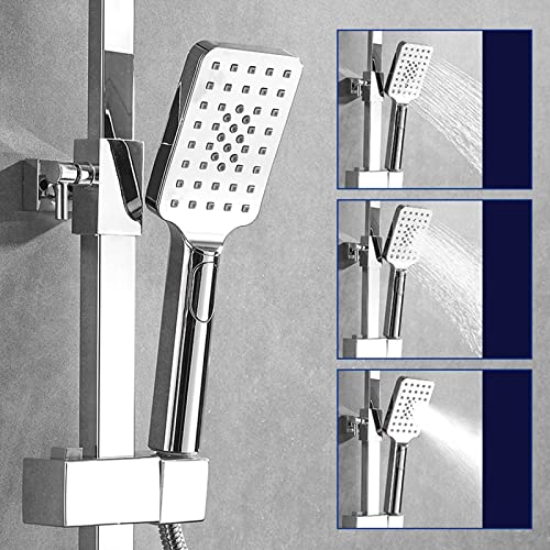 Ensemble de douche en laiton massif et chrome poli avec mitigeur stable