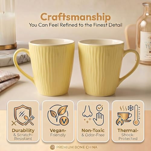 Image of U.P.C. Milk Mug Set of 2 | Ceramic & Bone China Coffee Milk Cups | Designer Printed Tea Coffee Mug Set | Large Capacity Milk Mugs | Microwave Safe Cup Set (UPC Milk-Mug-35)