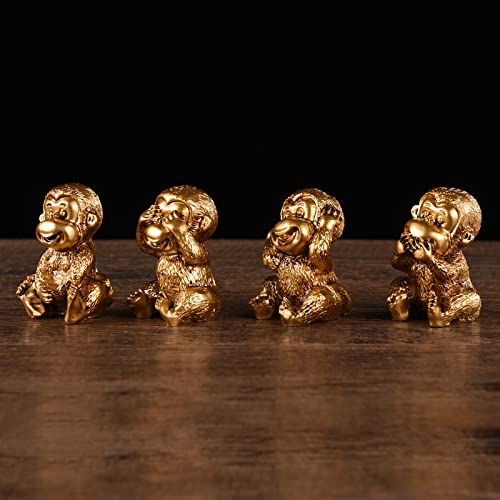 Set de 4 Figuras de Mono Feng Shui en Resina para Decoración miniatura 5