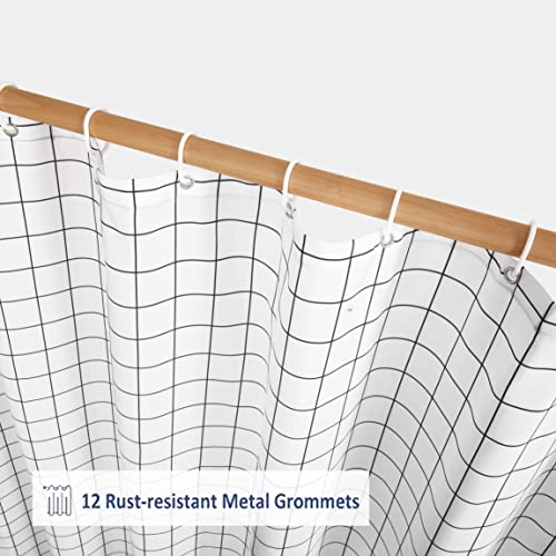 Accs Tex Square Lattice Waterproof Shower Curtain For Bathroom, Geometric Themed Bath Decor With Grommet Holes, Modern Hotel Quality Curtain For Spa(Machine Washable/72X72 Inch/White With Black Lines) #TOP4