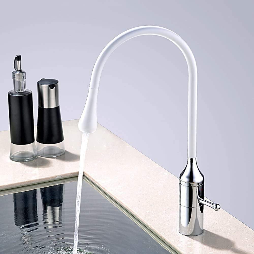 Grifos de Cocina Grifo (Agua) Grifo ； Grifo ； Grifo Giratorio de 360 ​​​​Grados Fregadero frío y Caliente Fregadero de Personalidad Grifo Monomando Grifos Blancos de un Solo Orificio Instalación en