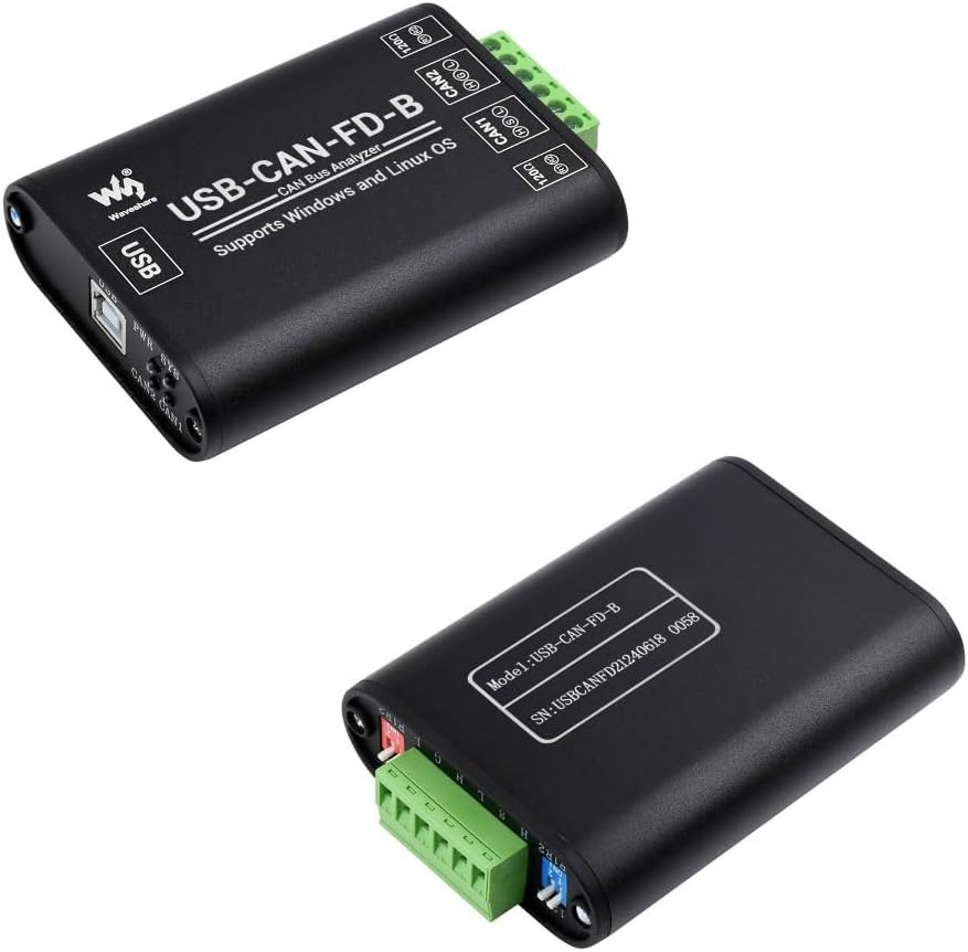 Industrial Grade CAN/CAN FD Bus Data Analyzer, USB to CAN FD Adapter, CAN/CAN FD Bus Communication Interface Card, CAN/CAN FD Protocol Data Analyzer, Windows + Linux Support (USB-CAN-FD-B)