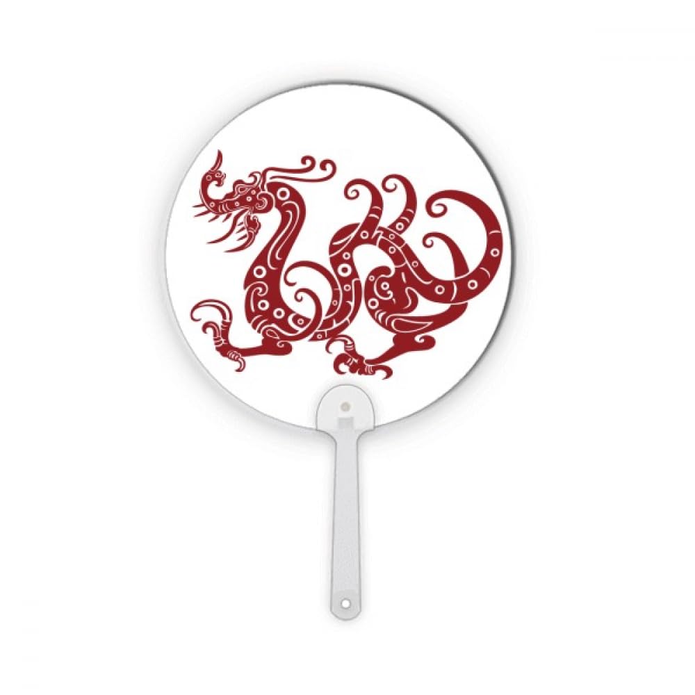 Éventail rond en plastique motif dragon chinois pour festival et danse