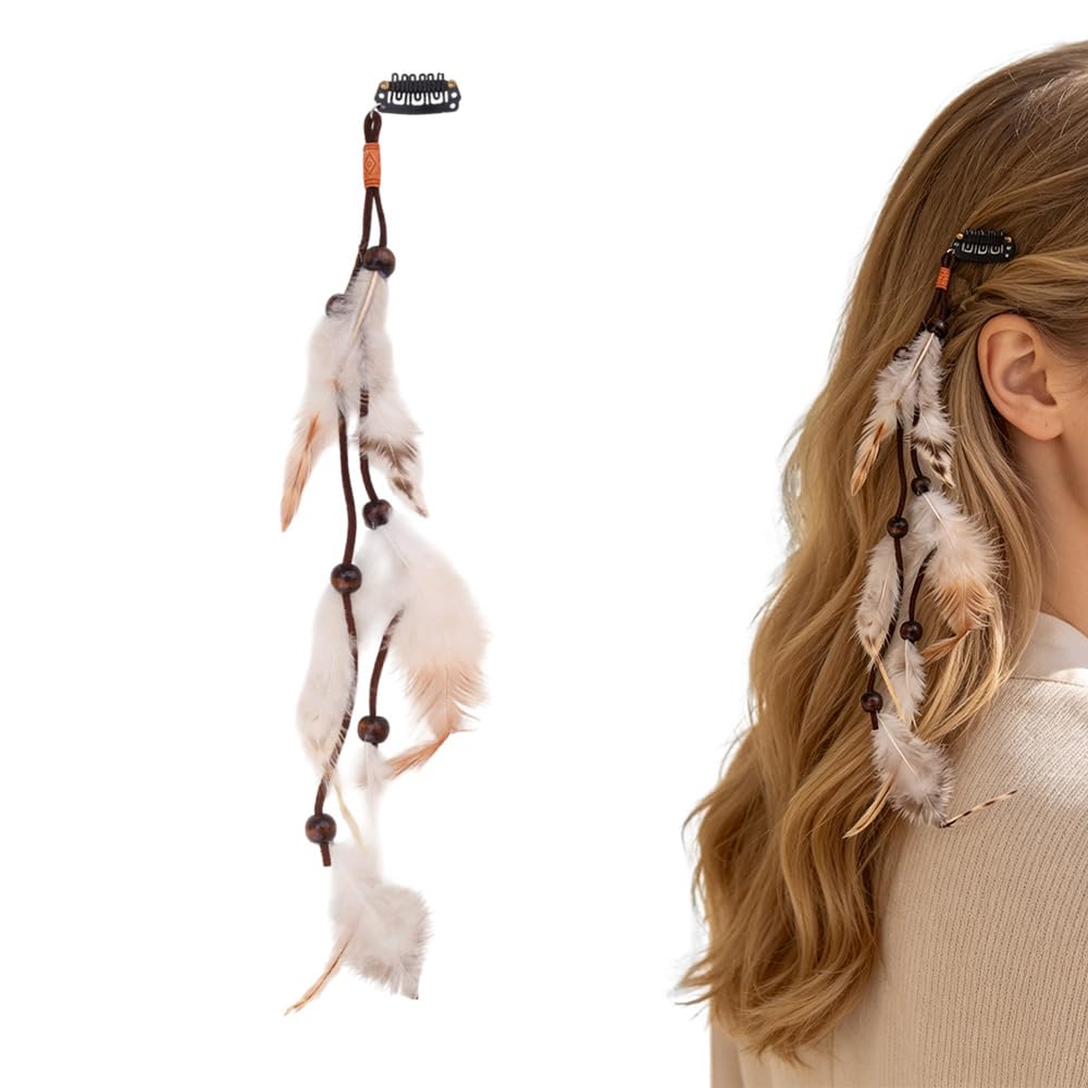 Feather Hair Extensions Clip Boho Hair Feathers Accessories for Women