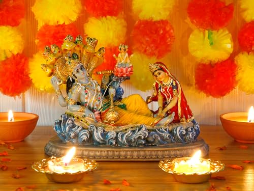 BangBangDa Statue du Dieu Hindou Vishnu - 21 cm de Long – Figurine de divinité hindoue Divine pour Le culte Spirituel pour la Maison, Le Bureau, Le Studio, l'hôtel, la décoration du Temple Mandir – vue 4