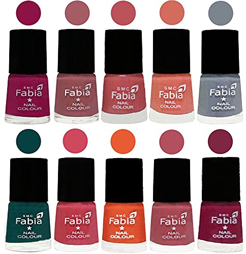 Image of ALL IN ONE (PACK OF 10), Long Lasting Glossy Nail Polish, 6 ml Each, All Vibrant Colours,01953