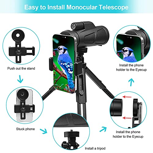Telescopio monocular compacto retráctil con clip para celular miniatura 3