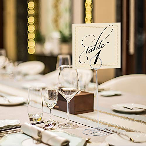 Image of Radezon 20 Pack 8.75 inch Tall Table Number Holders Place Card Holder Table Picture Holder Wire Photo Holder Clips Picture Memo Note Photo Stand (Silver)
