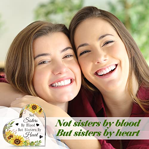 Friendship Gifts For Women Friend Birthday Gifts For Sister Friends Thank You Gifts For Friends Acrylic Heart Decorative Signs Plaques Sunflower Succulent Gift Nurse Teacher Graduation Decor (Heart) #TOP6