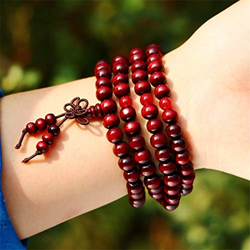 Pulsera clásica de sándalo Natural de 108 Cuentas de 8mm, Pulsera de Yoga con Cuentas de oración de Madera de Buda Budista para Hombres, Collar Unisex de Mala