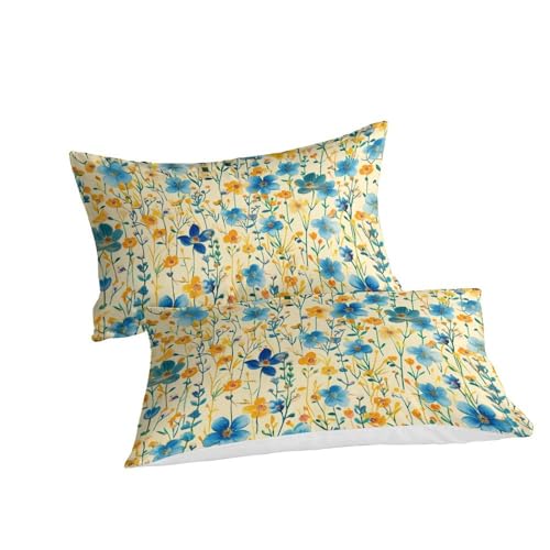 Parure de lit fleurs aquarelle 3D en microfibre supérieure pour lit simple - 3