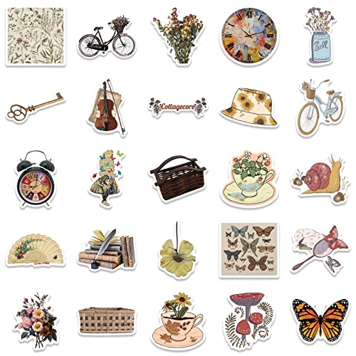 Aowdiao FUGU-1 Vintage Stickers, Aesthetic Cottagecore Decor, 50 Pieces Waterproof Vinyl Stickers For Water Bottle, Srapbook, Laptop, Phone Case thumb #2