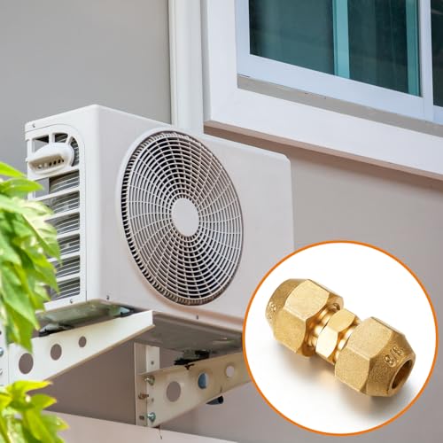 Image of Relaxweex 4 Pcs Copper Flare Coupling Connectors with Nuts HVAC,1 /4 inch 3 /8 inch | 1 /4 inch 3 /8 inch Compression Fittings for Copper Tubing, Air Conditioning Refrigeration, Flare Nut Adapters, Tube Connections