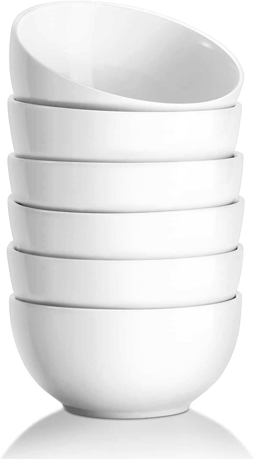 Yedio Porcelain Bowls Set, 17 Ounces Porcelain Cereal Bowls for Kitchen, White Bowls for Soup Rice Salad Pasta, Set of 6, Microwave Dishwasher Safe : Home & Kitchen
