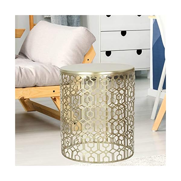 End Tables Set of 2, Gold Nesting Side Coffee Table Decorative Round Nightstands (Stainless Steel Top) - Image 4