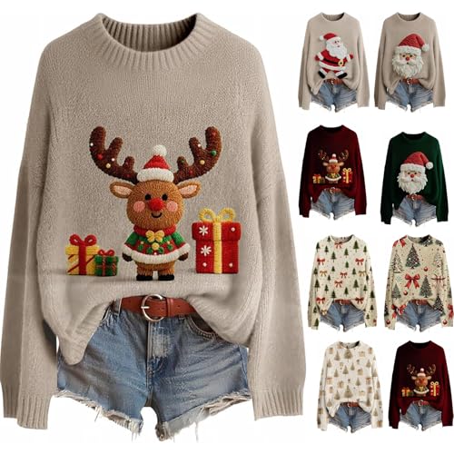 Generisch Weihnachtspullover Damen Lustige Weihnachten Ugly Sweatshirt...